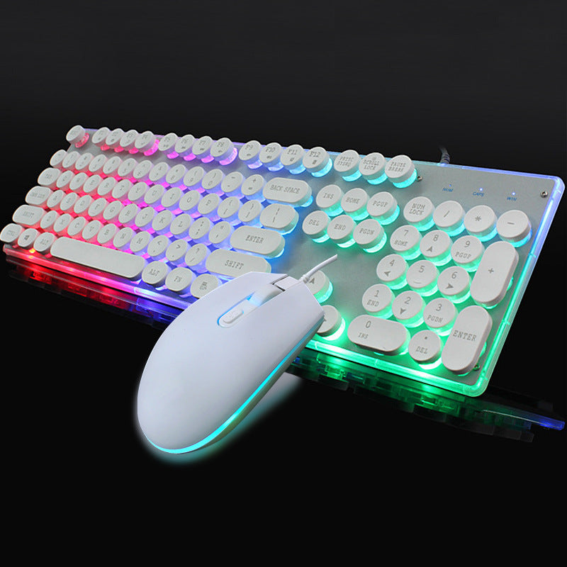 Colorful Crystal Luminous Wired Keyboard & Mouse Set