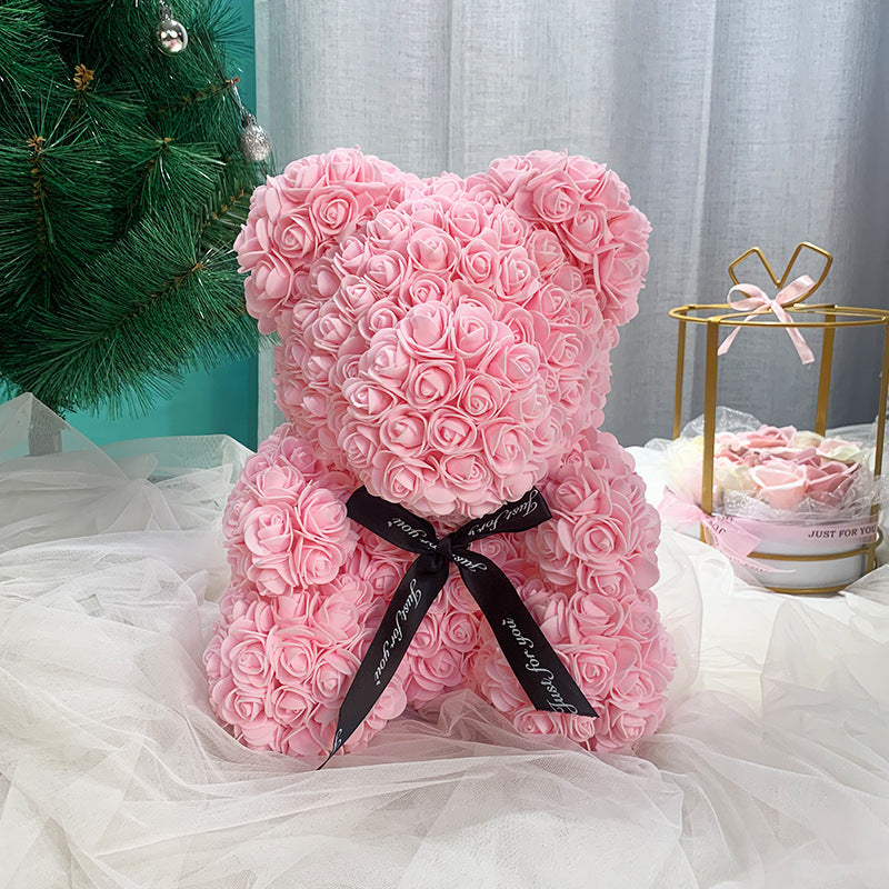 Cute Flower Rose Bear Handmade V-DAY Gift