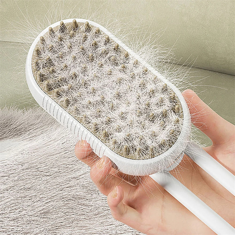 3-in-1 Electric Cat Steam Brush – Effortless Pet Massage, Hair Removal, and Grooming Magic!